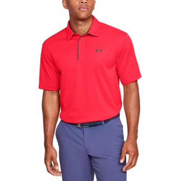 Under Armour - Mens Tech Polo, size X-large x Tall US mens, color red. - Picture 1 of 5